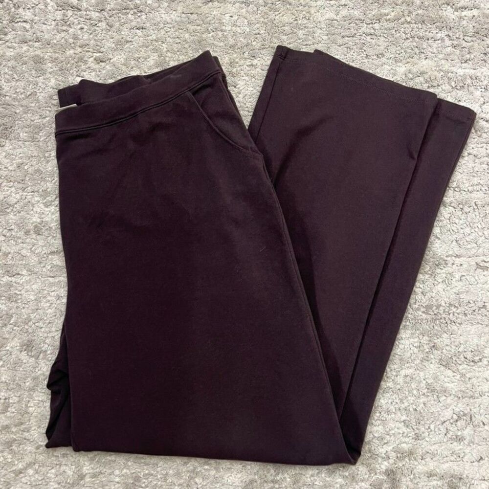 L.L Bean Cotton Blend Stretch Dark Brown Comfort Pull On Pants Womens Size XL